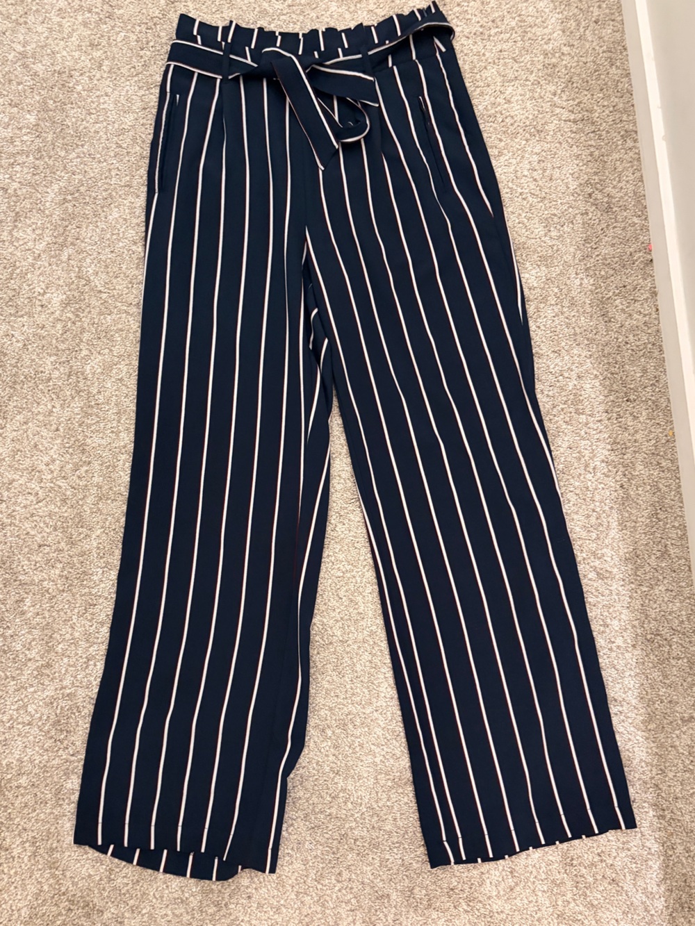 Navy Pinstripe Dress Pants — size M